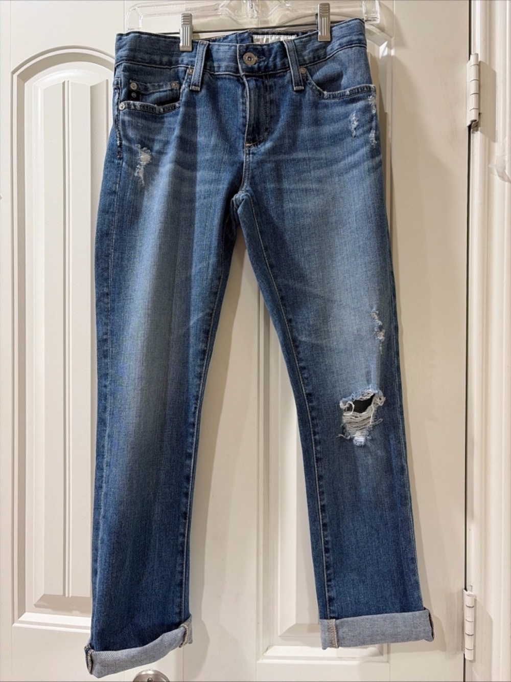 Anthropologie Boyfriend Jeans in Distressed Blue Wash